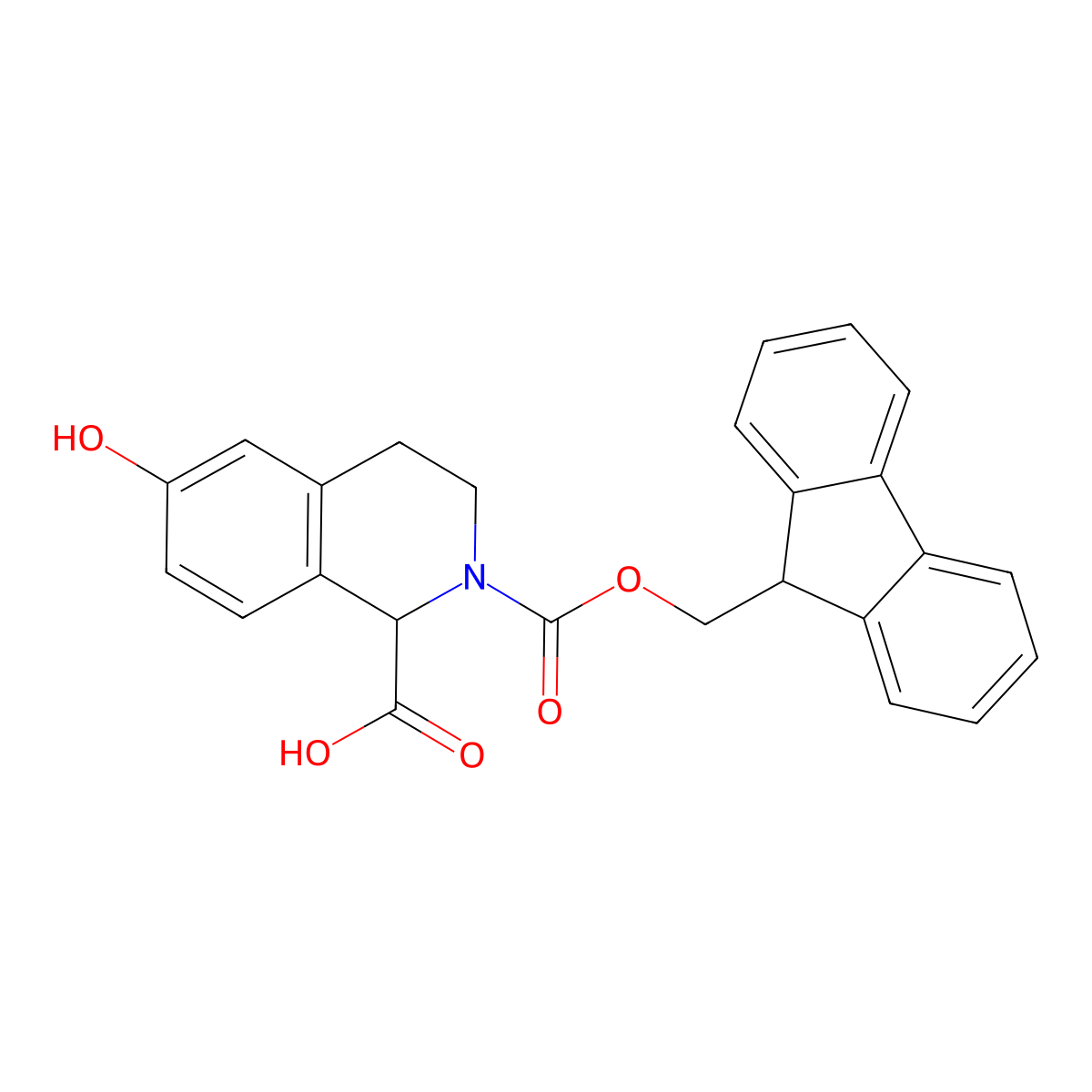 2-(9H-fluoren-9-ylmethoxycarbonyl)-6-hydroxy-3,4-dihydro-1H-isoquinoline-1-carboxylic acid molecular structure, CAS 1344158-46-8