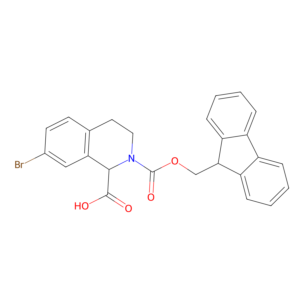 7-Bromo-2-(9H-fluoren-9-ylmethoxycarbonyl)-3,4-dihydro-1H-isoquinoline-1-carboxylic acid molecular structure, CAS 1344158-50-4