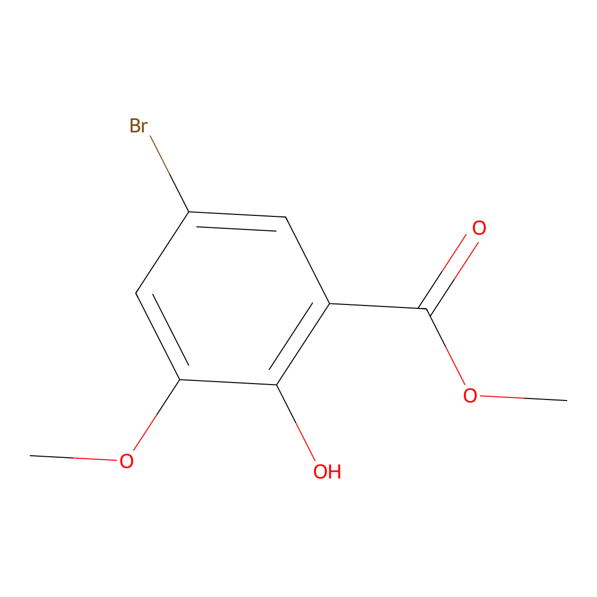 Methyl 5-bromo-2-hydroxy-3-methoxybenzoate molecular structure, CAS 134419-43-5