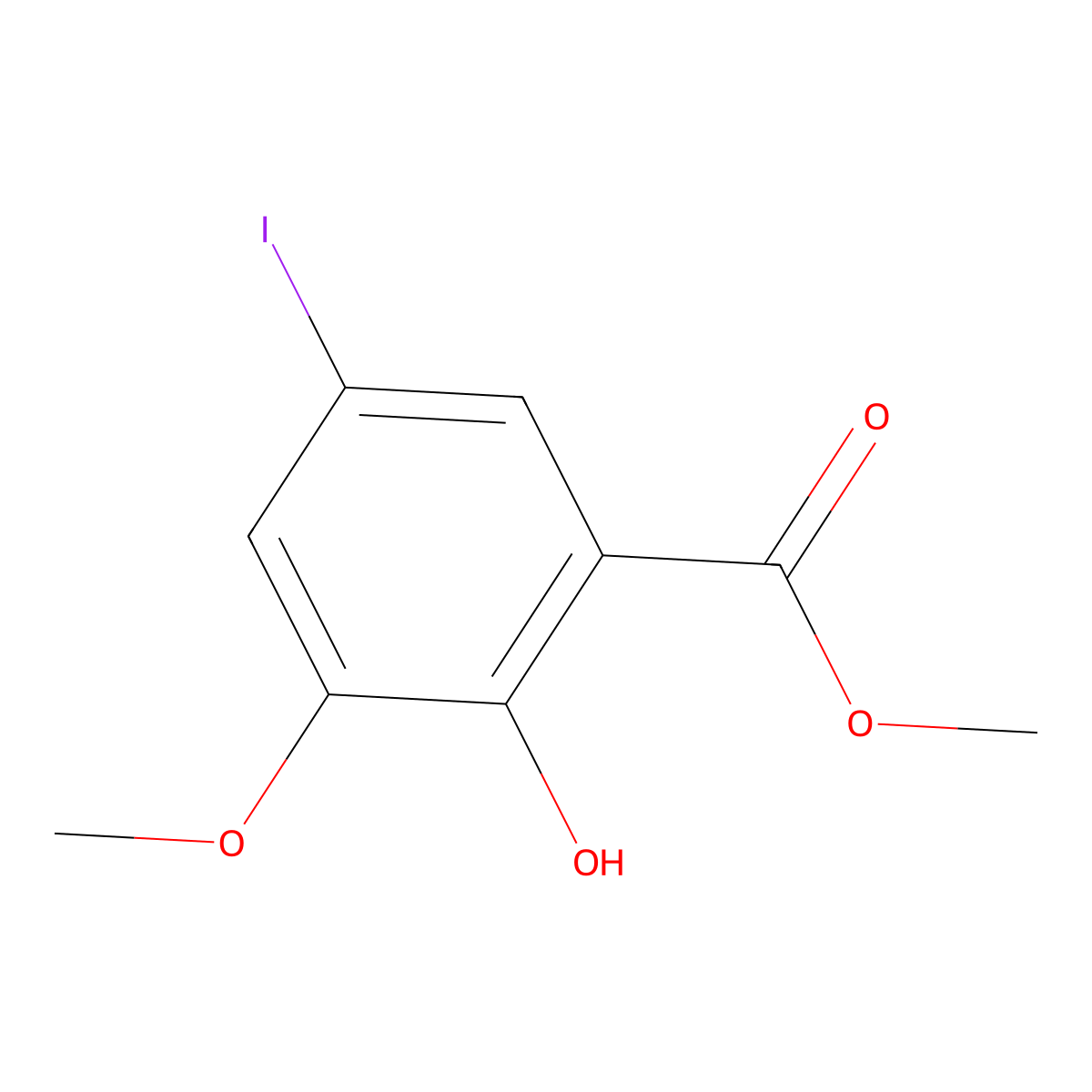 Methyl 2-hydroxy-5-iodo-3-methoxybenzoate molecular structure, CAS 134419-44-6