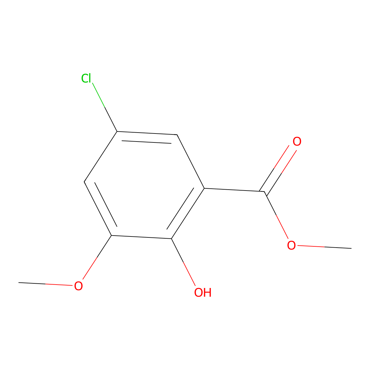 Methyl 5-chloro-2-hydroxy-3-methoxybenzoate molecular structure, CAS 134419-46-8