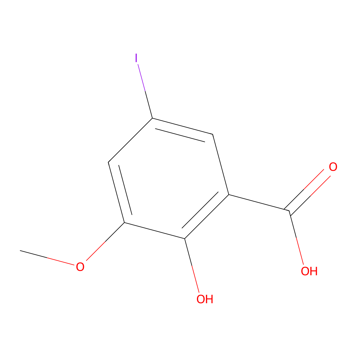 2-Hydroxy-5-iodo-3-methoxybenzoic acid molecular structure, CAS 134419-47-9