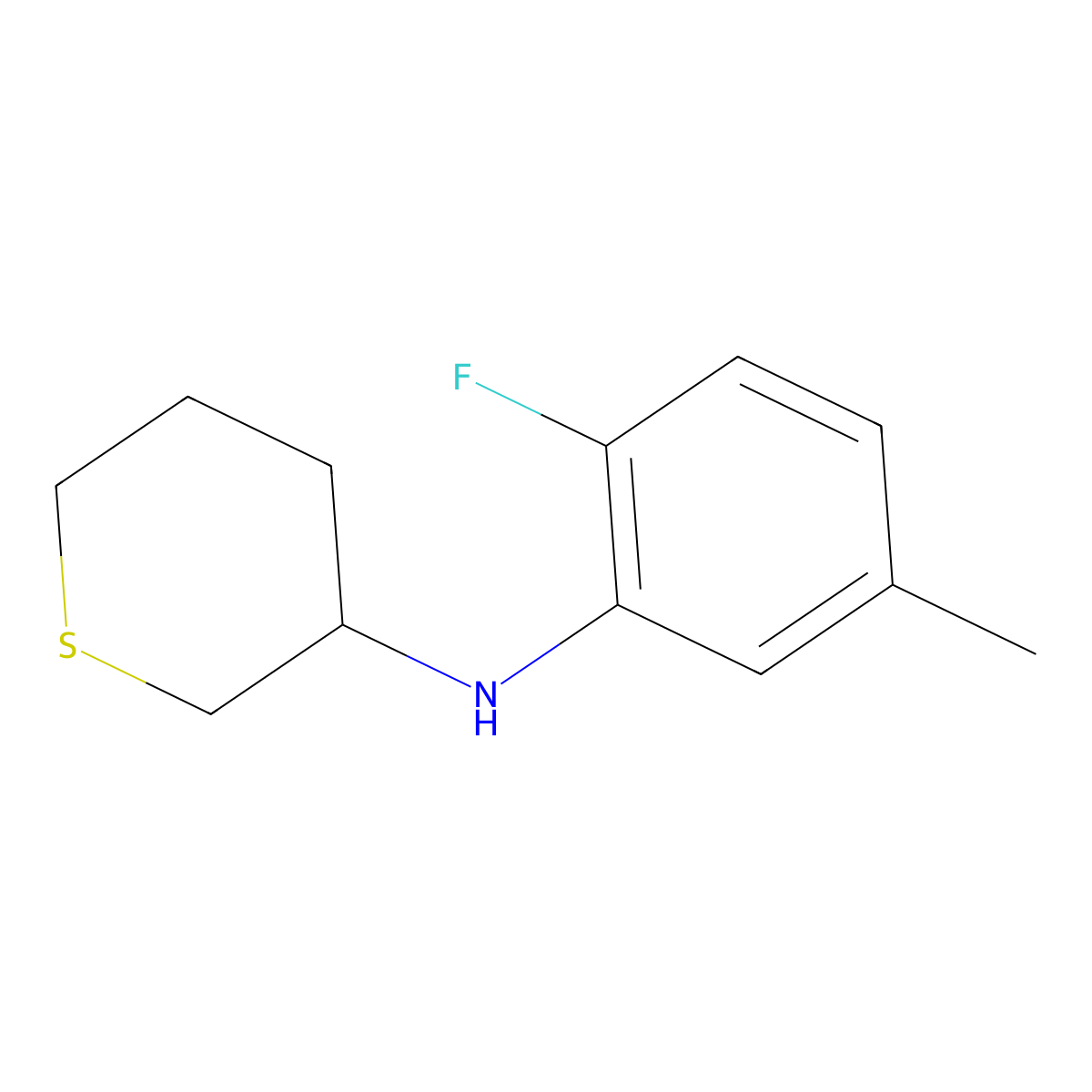 N-(2-fluoro-5-methylphenyl)thian-3-amine molecular structure, CAS 1344193-24-3