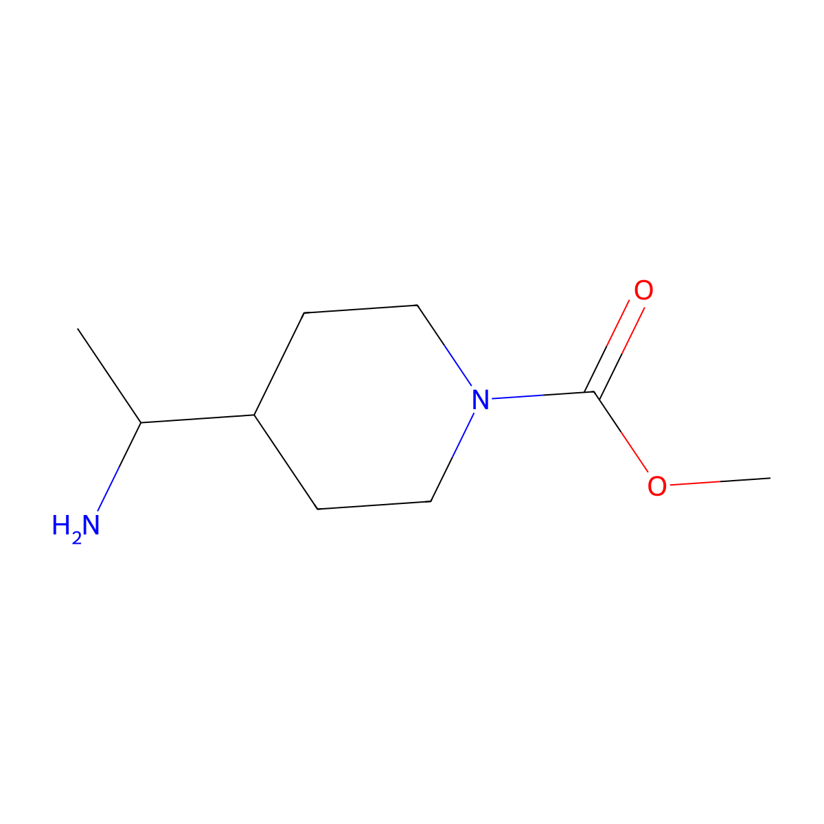 Methyl 4-(1-aminoethyl)piperidine-1-carboxylate molecular structure, CAS 1344194-88-2
