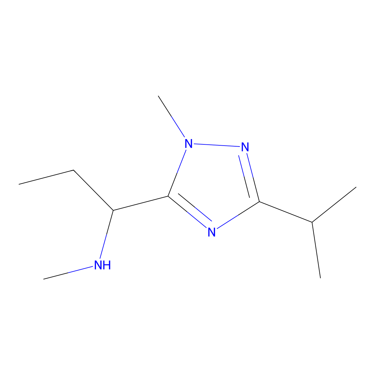 1-(3-Isopropyl-1-methyl-1h-1,2,4-triazol-5-yl)-N-methylpropan-1-amine molecular structure, CAS 1344198-53-3