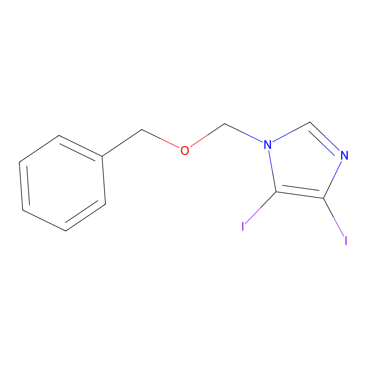 4,5-Diiodo-1-(phenylmethoxymethyl)imidazole molecular structure, CAS 134420-43-2