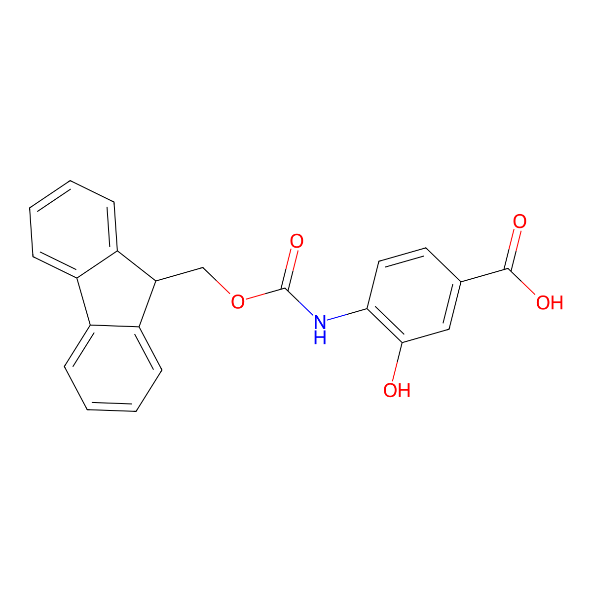 4-{[(9H-fluoren-9-ylmethoxy)carbonyl]amino}-3-hydroxybenzoic acid molecular structure, CAS 1344201-09-7