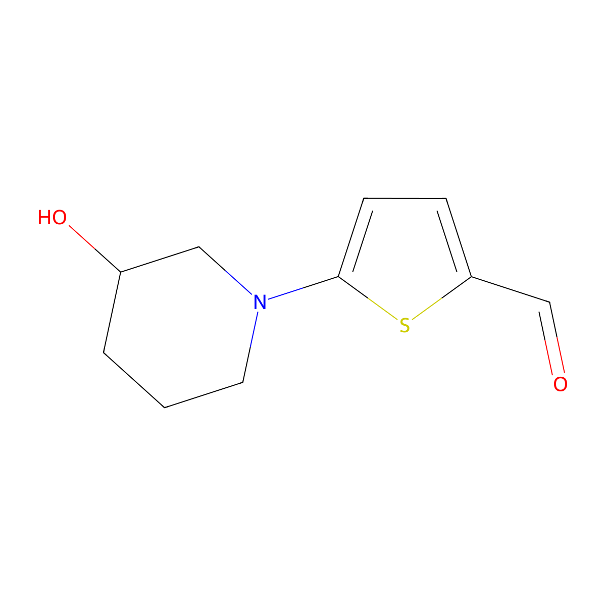5-(3-Hydroxypiperidin-1-yl)thiophene-2-carbaldehyde molecular structure, CAS 1344203-08-2