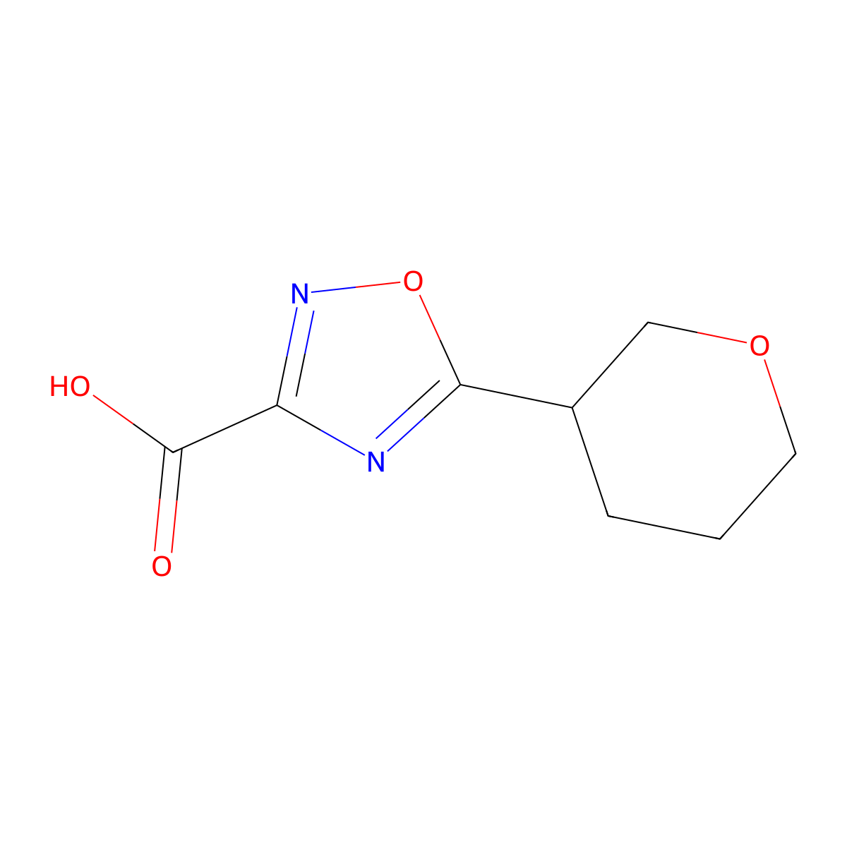 5-(Oxan-3-yl)-1,2,4-oxadiazole-3-carboxylic acid molecular structure, CAS 1344206-83-2