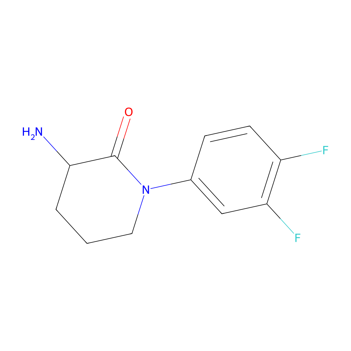 3-Amino-1-(3,4-difluorophenyl)piperidin-2-one molecular structure, CAS 1344206-90-1