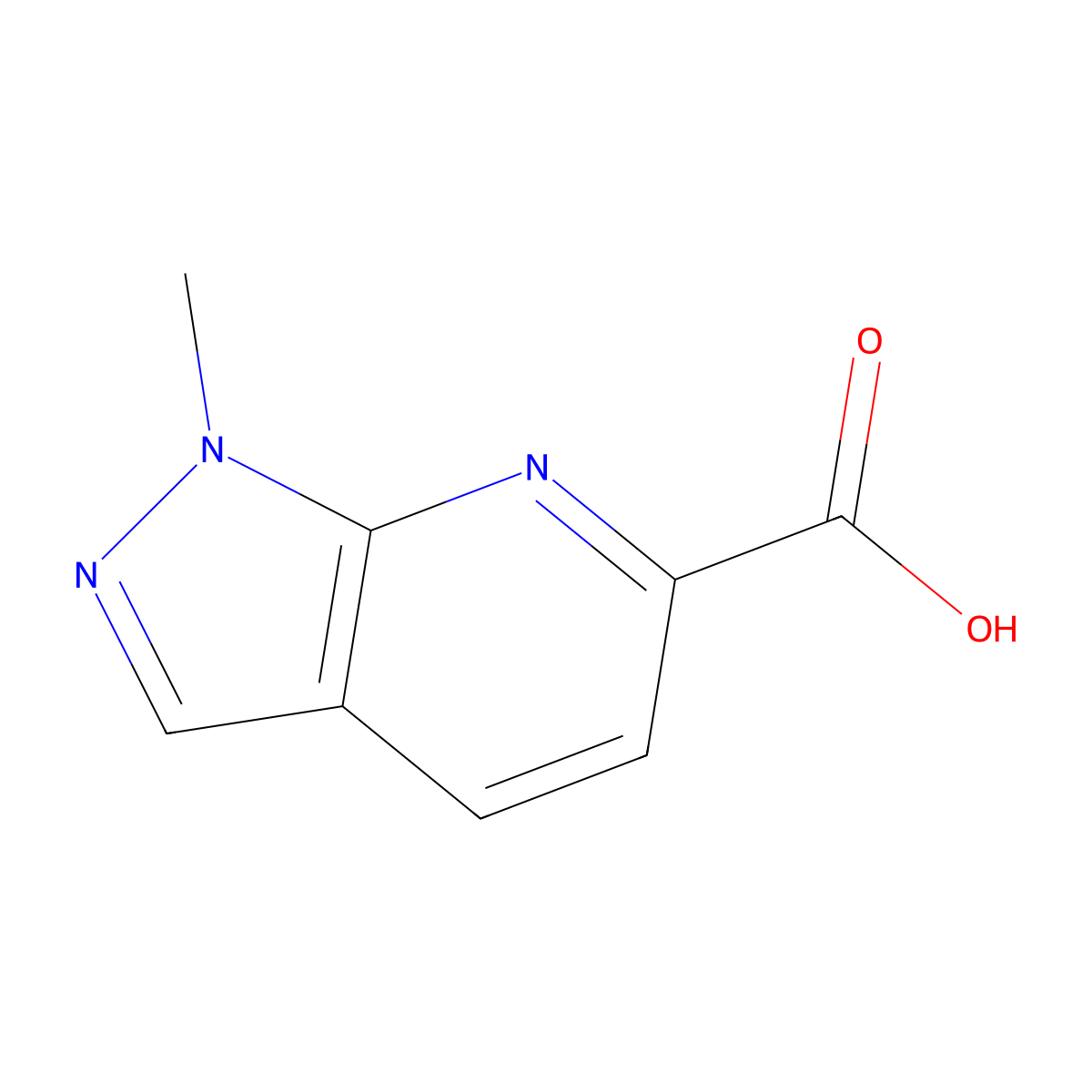1-methyl-1H-pyrazolo[3,4-b]pyridine-6-carboxylic acid molecular structure, CAS 1344207-33-5