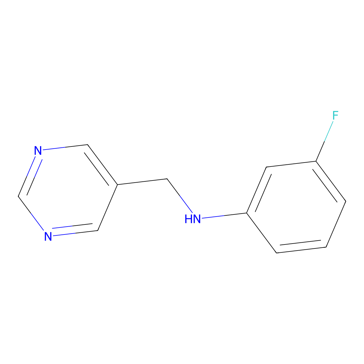 3-fluoro-N-[(pyrimidin-5-yl)methyl]aniline molecular structure, CAS 1344208-79-2
