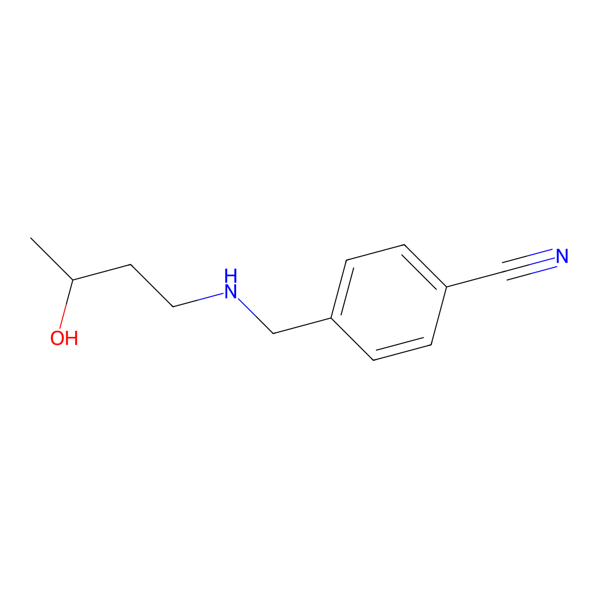 4-{[(3-Hydroxybutyl)amino]methyl}benzonitrile molecular structure, CAS 1344213-98-4