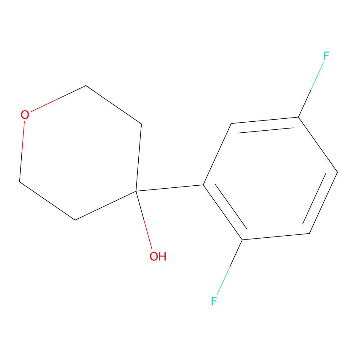4-(2,5-difluorophenyl)tetrahydro-2H-pyran-4-ol molecular structure, CAS 1344216-80-3