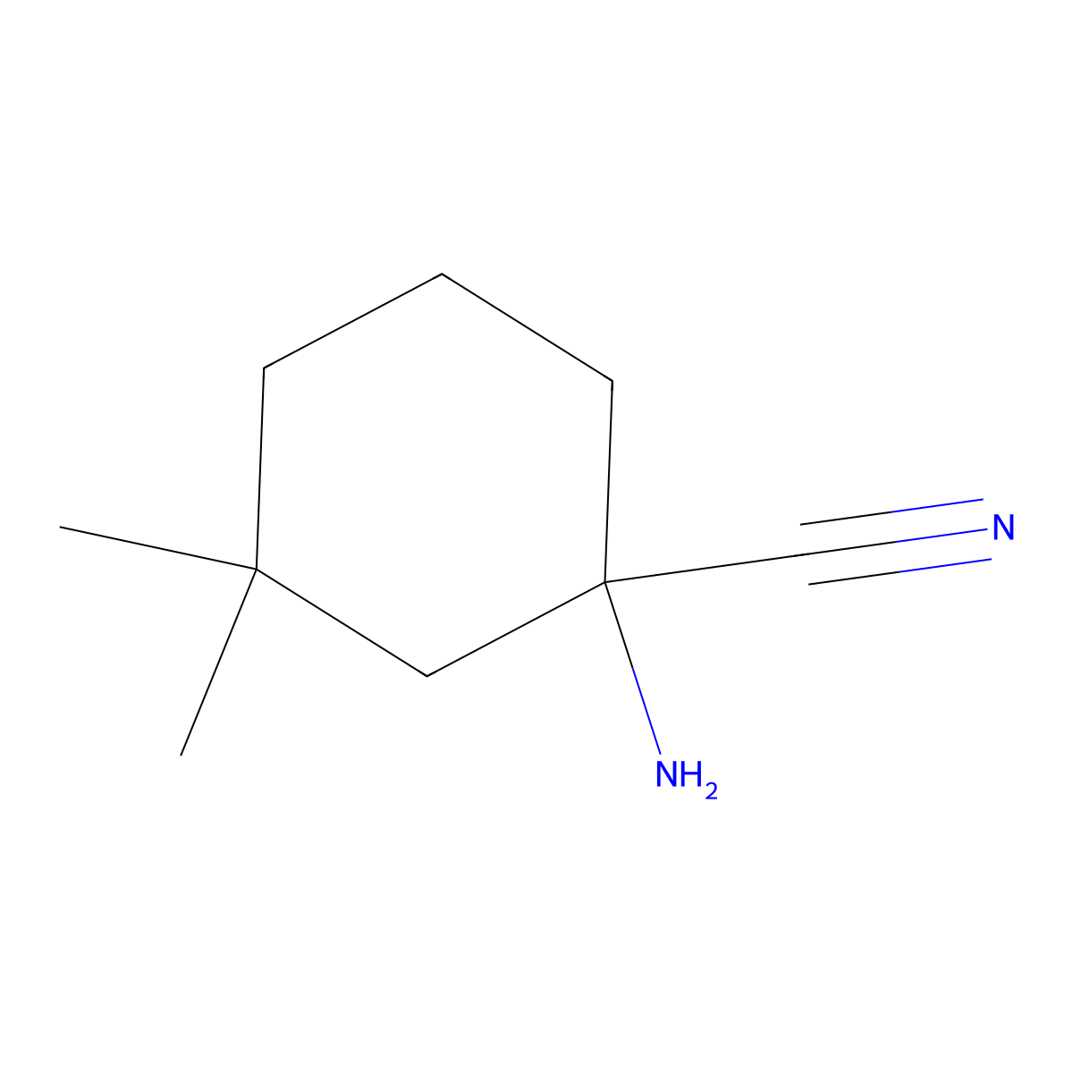 1-Amino-3,3-dimethylcyclohexane-1-carbonitrile molecular structure, CAS 1344221-74-4