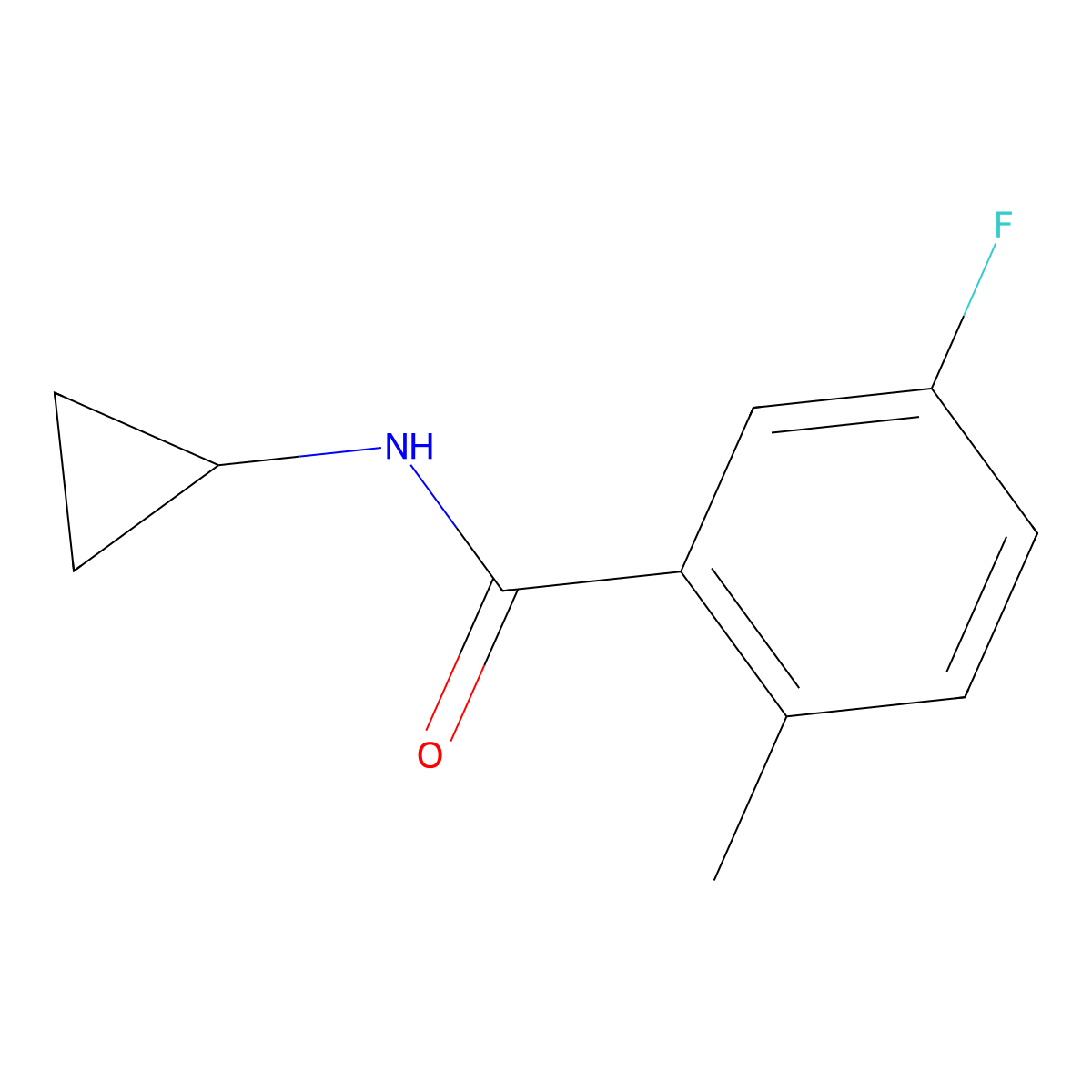 N-cyclopropyl-5-fluoro-2-methylbenzamide molecular structure, CAS 1344222-78-1