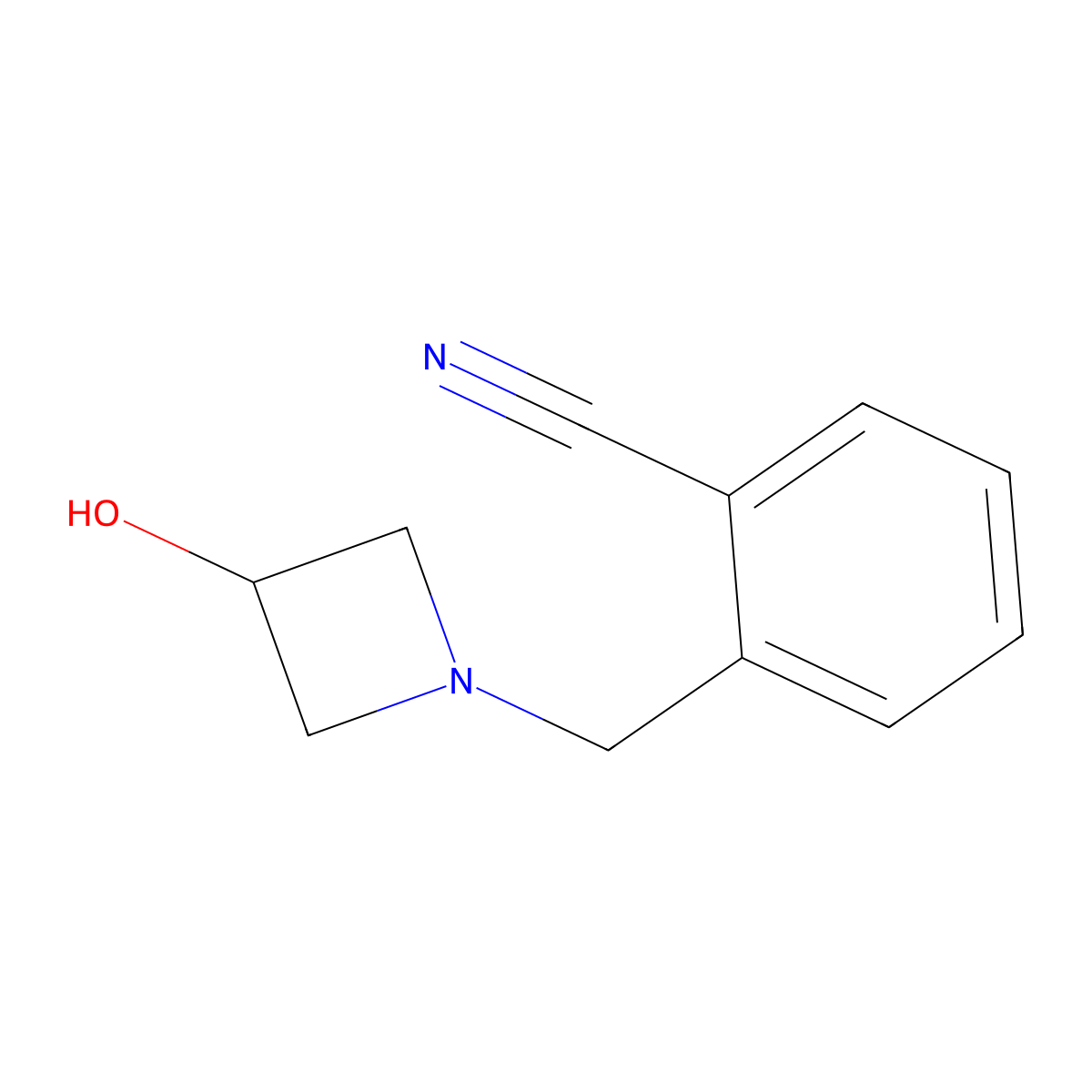 2-[(3-Hydroxyazetidin-1-yl)methyl]benzonitrile molecular structure, CAS 1344223-14-8