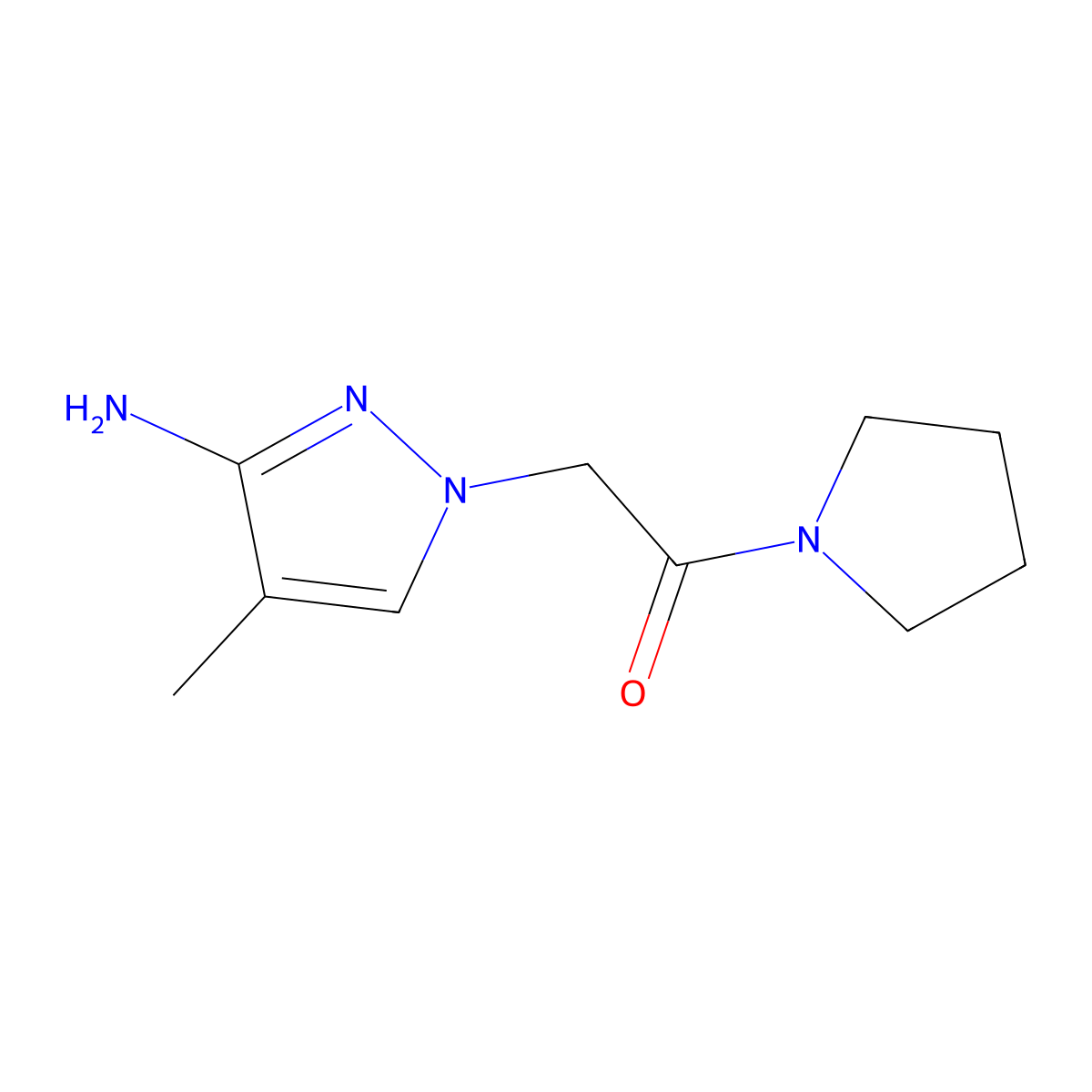 2-(3-Amino-4-methyl-1h-pyrazol-1-yl)-1-(pyrrolidin-1-yl)ethan-1-one molecular structure, CAS 1344223-90-0