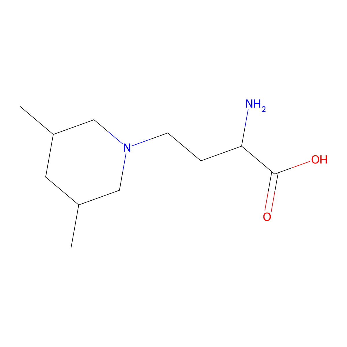 2-Amino-4-(3,5-dimethylpiperidin-1-yl)butanoic acid molecular structure, CAS 1344226-00-1