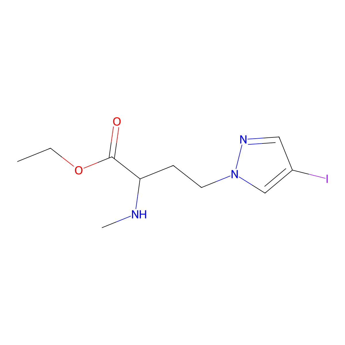 Ethyl 4-(4-iodo-1h-pyrazol-1-yl)-2-(methylamino)butanoate molecular structure, CAS 1344228-79-0