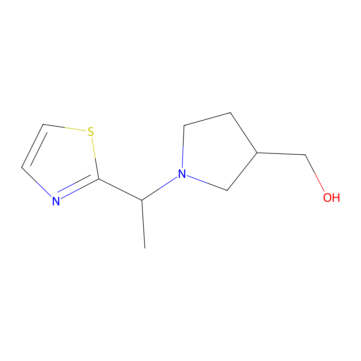 (1-(1-(Thiazol-2-yl)ethyl)pyrrolidin-3-yl)methanol molecular structure, CAS 1344232-17-2