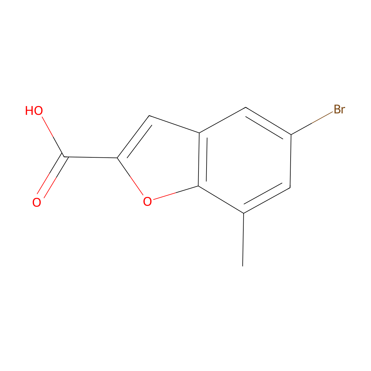 5-Bromo-7-methyl-1-benzofuran-2-carboxylic acid molecular structure, CAS 1344234-60-1
