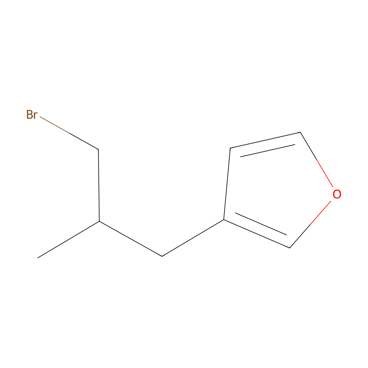 3-(3-Bromo-2-methylpropyl)furan molecular structure, CAS 1344235-77-3
