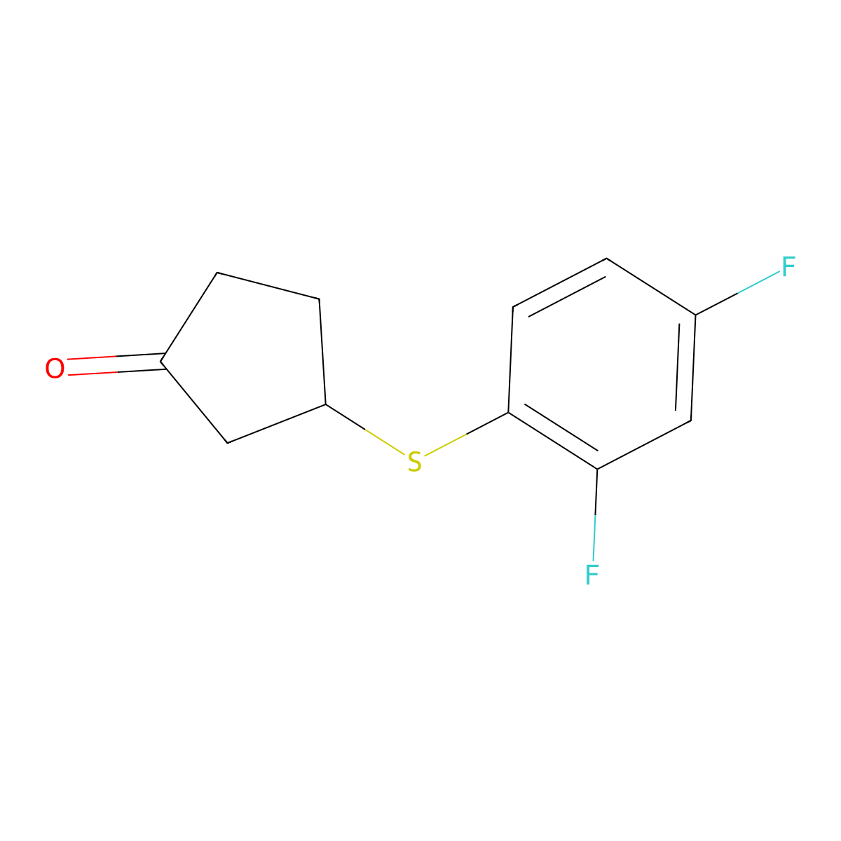 3-[(2,4-Difluorophenyl)sulfanyl]cyclopentan-1-one molecular structure, CAS 1344236-50-5
