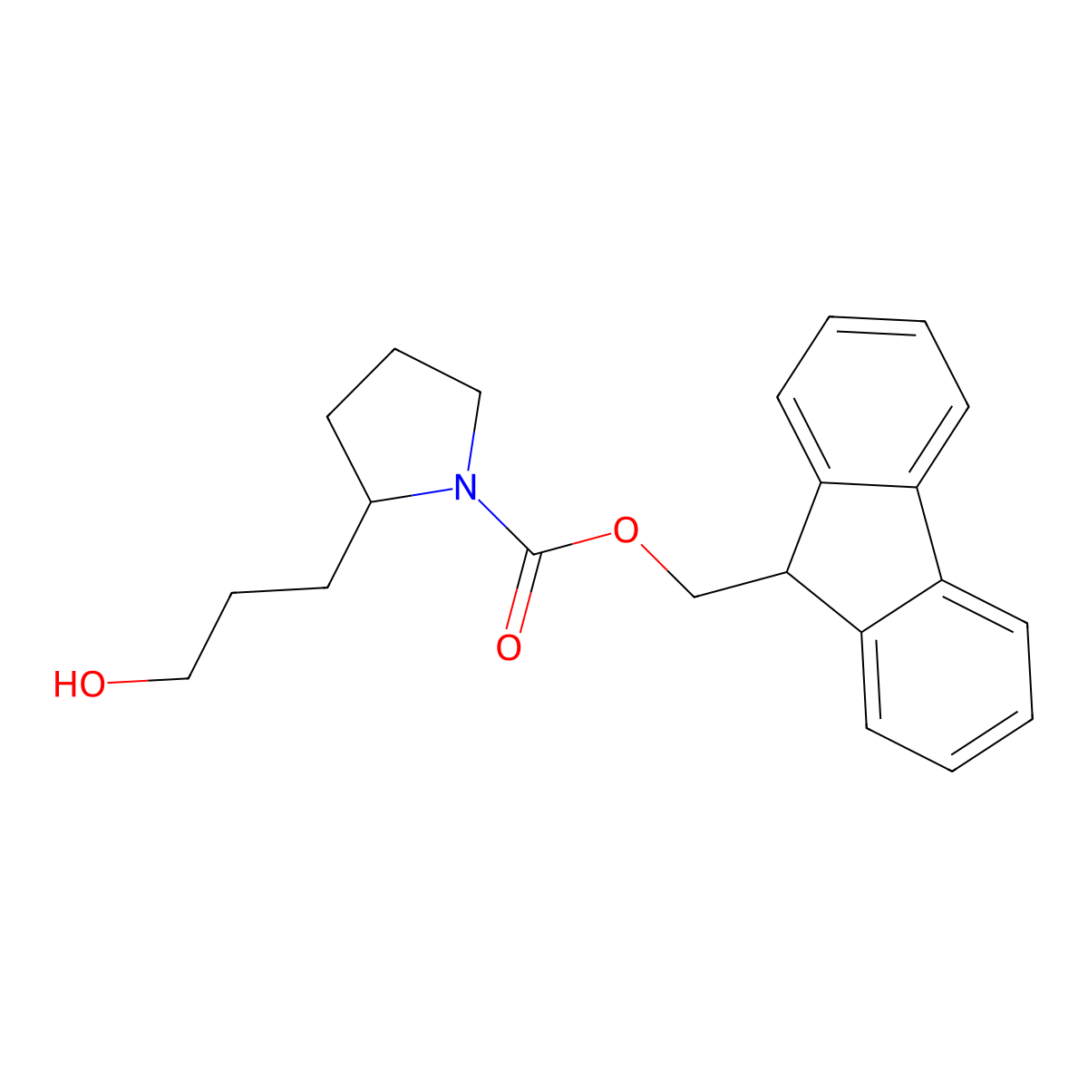 (9H-Fluoren-9-yl)methyl 2-(3-hydroxypropyl)pyrrolidine-1-carboxylate molecular structure, CAS 1344238-75-0