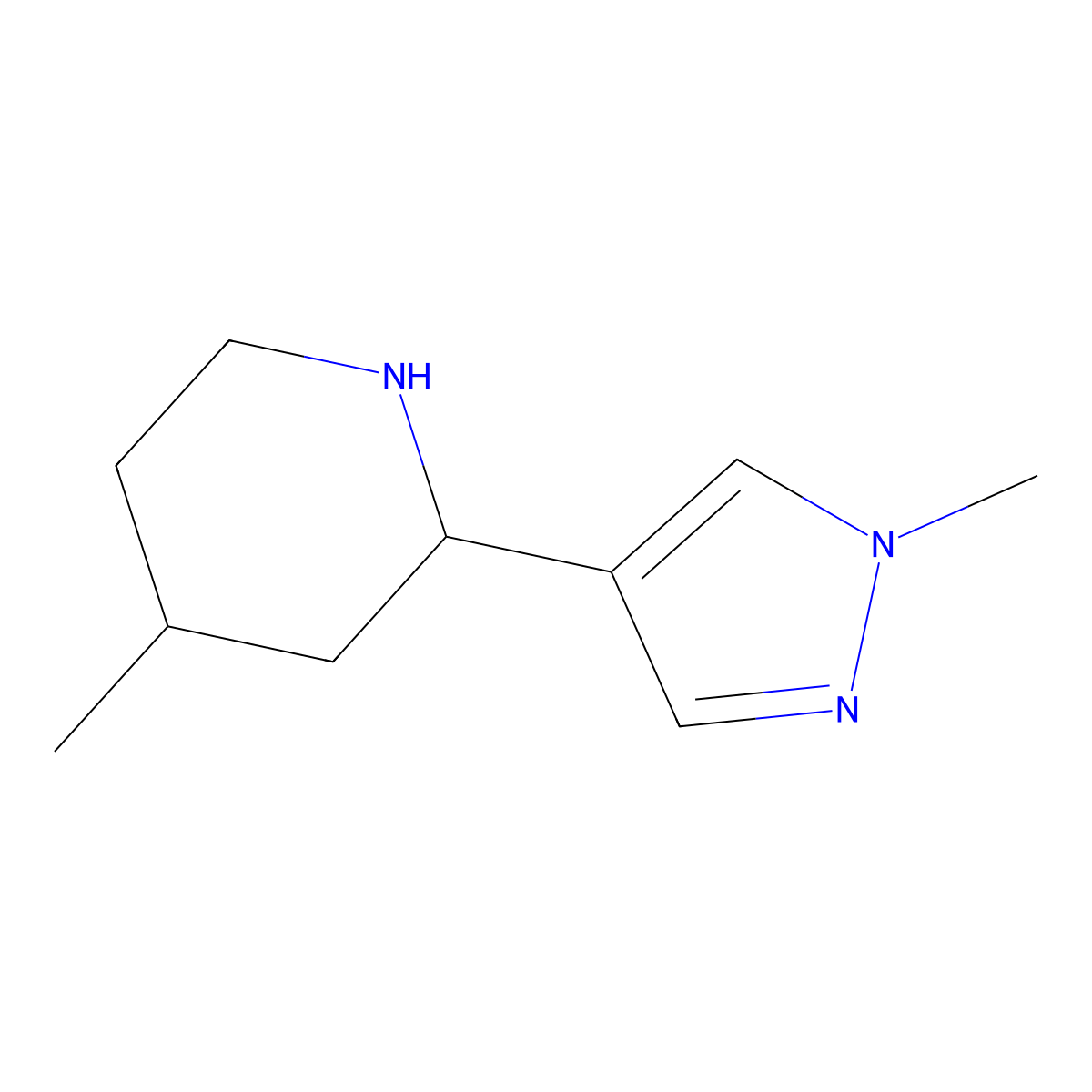 4-Methyl-2-(1-methyl-1H-pyrazol-4-YL)piperidine molecular structure, CAS 1344238-97-6