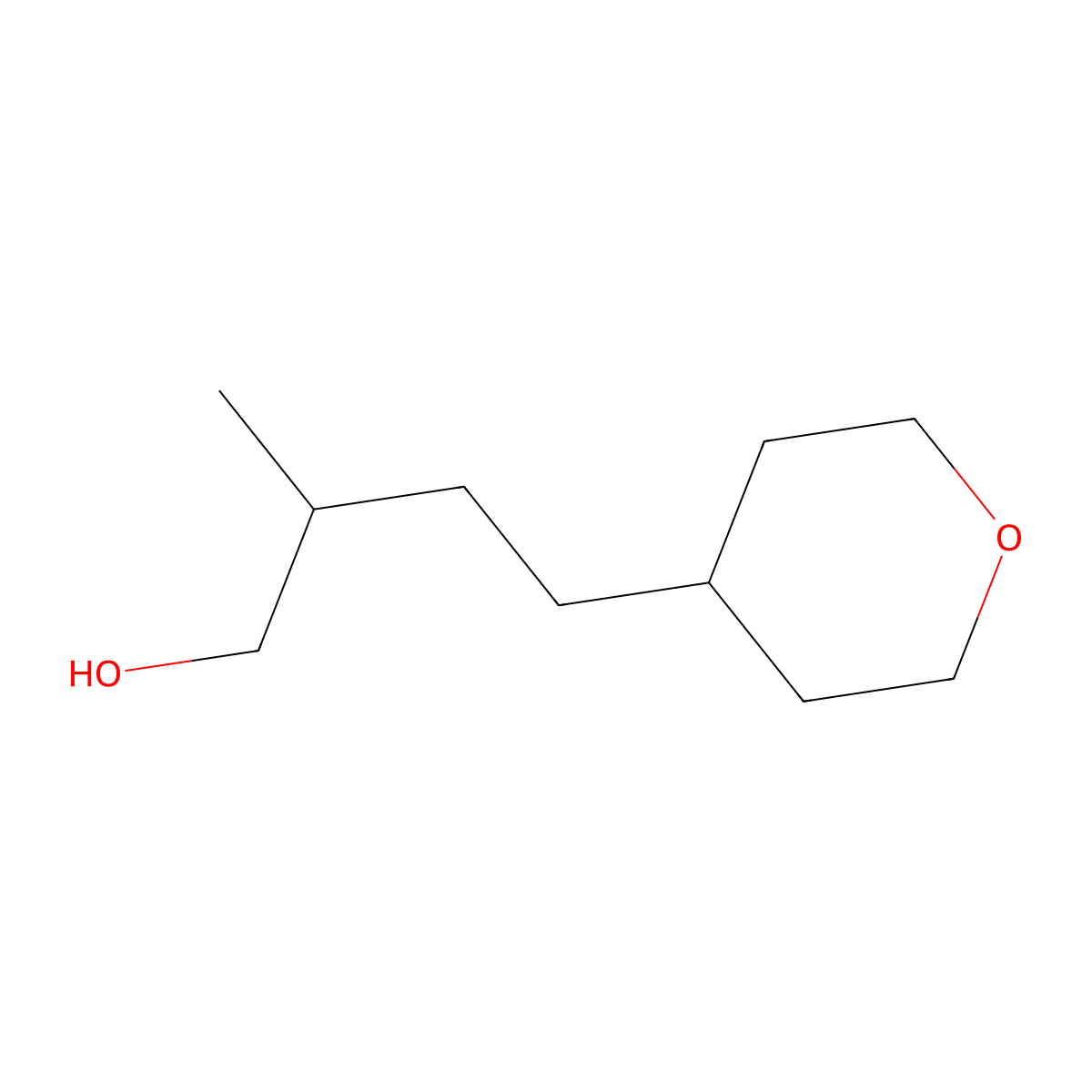 2-Methyl-4-(oxan-4-yl)butan-1-ol molecular structure, CAS 1344239-71-9