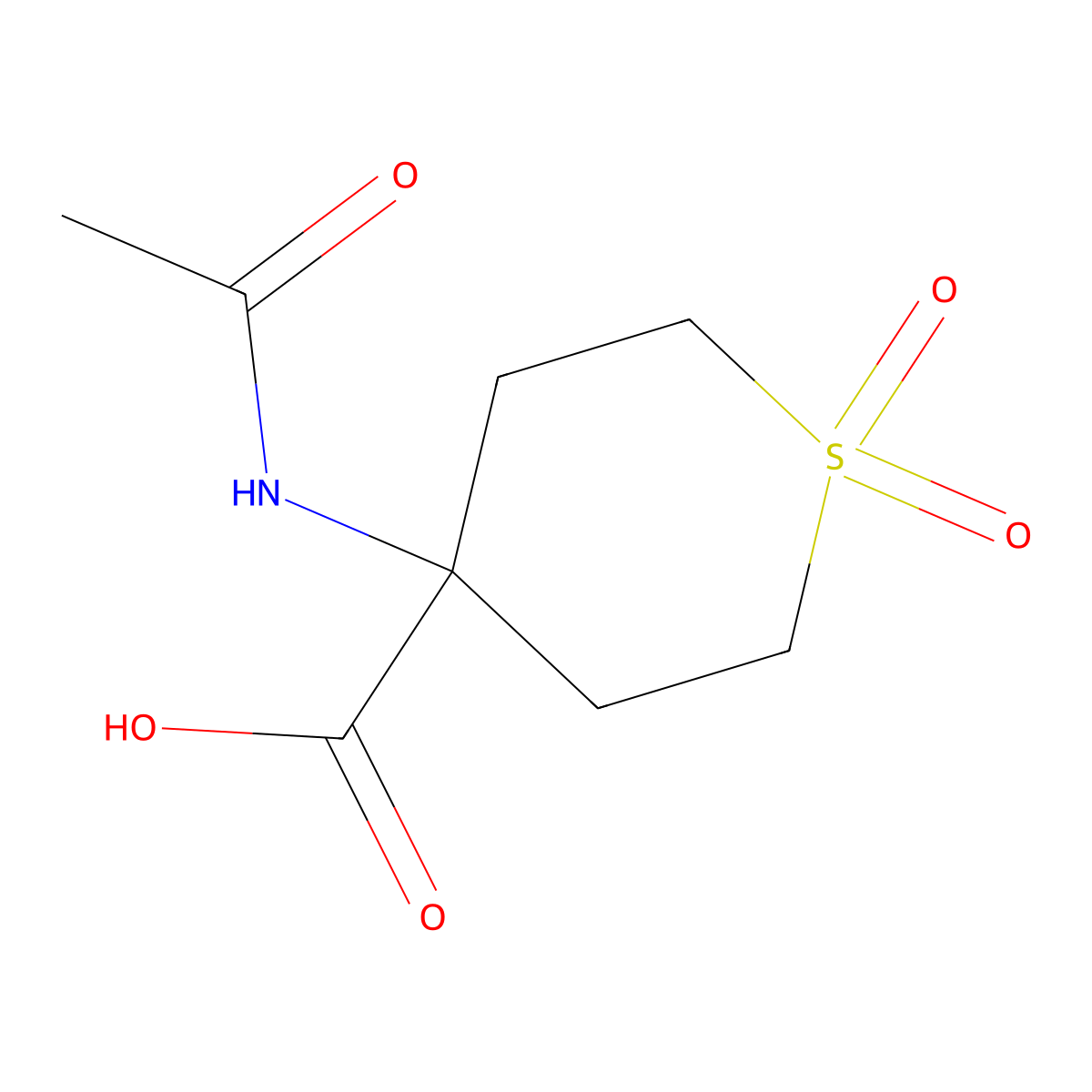 4-Acetamido-1,1-dioxo-1lambda6-thiane-4-carboxylic acid molecular structure, CAS 1344241-27-5