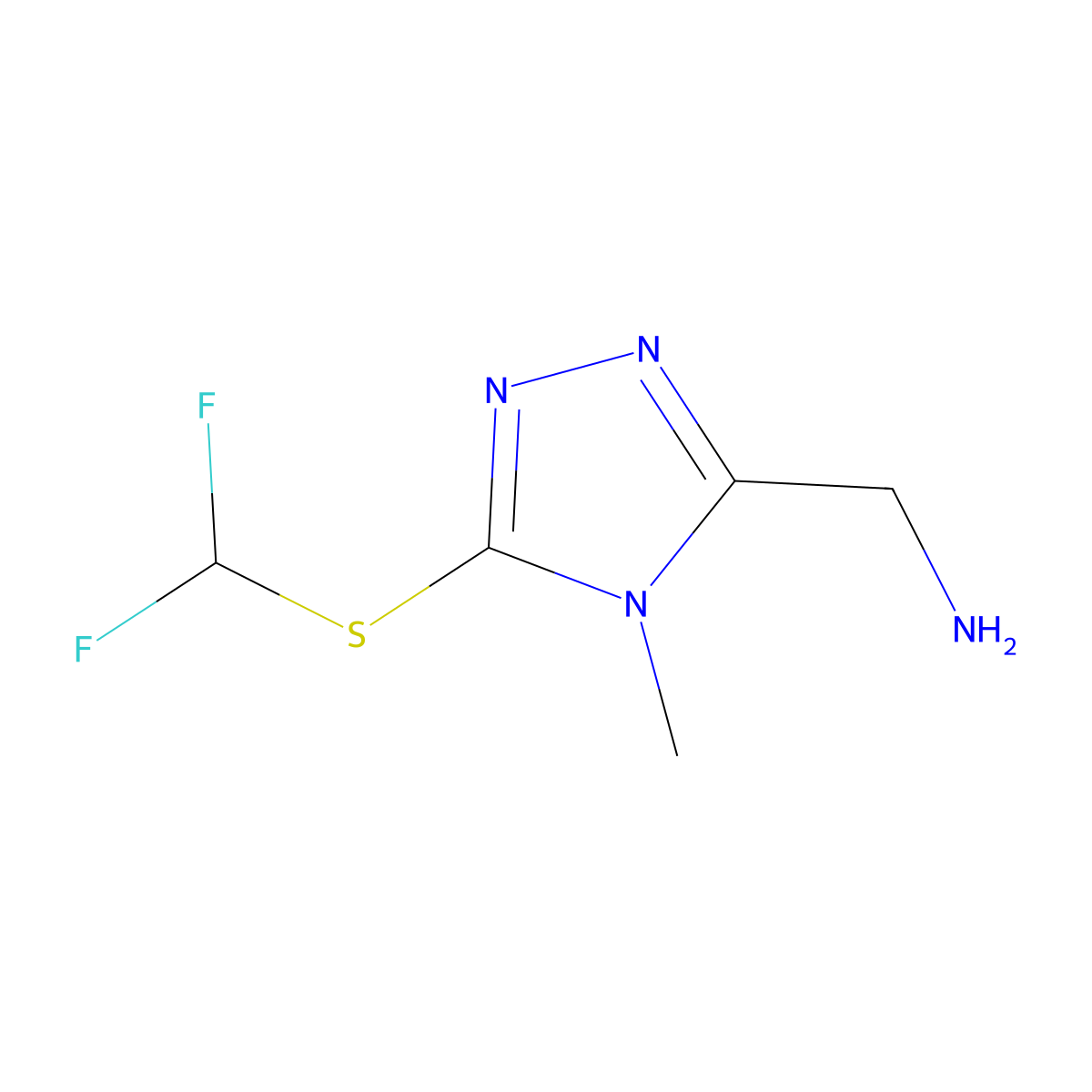 1-{5-[(difluoromethyl)sulfanyl]-4-methyl-4H-1,2,4-triazol-3-yl}methanamine molecular structure, CAS 1344242-19-8