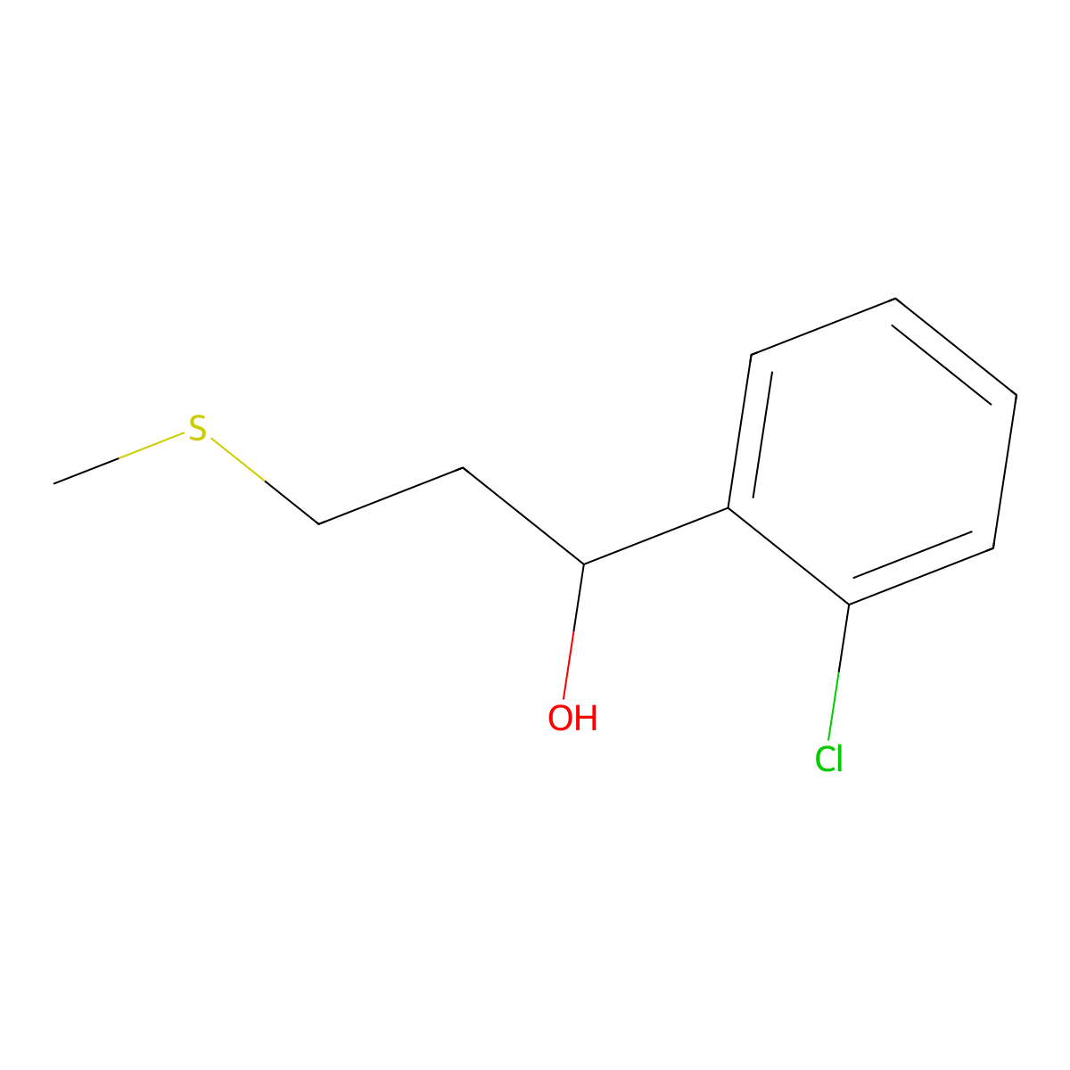 1-(2-Chlorophenyl)-3-(methylsulfanyl)propan-1-ol molecular structure, CAS 1344243-04-4