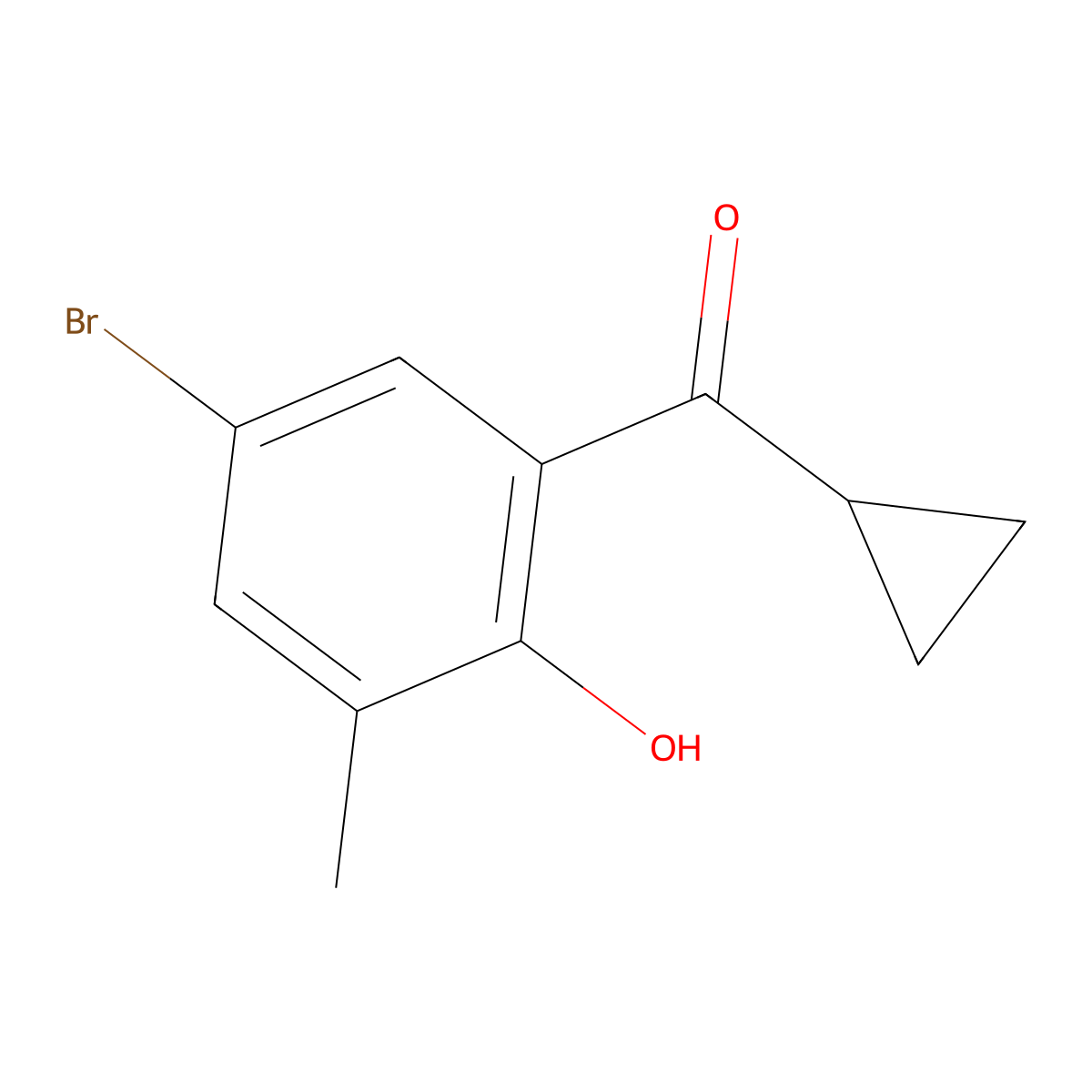 4-Bromo-2-cyclopropanecarbonyl-6-methylphenol molecular structure, CAS 1344243-05-5