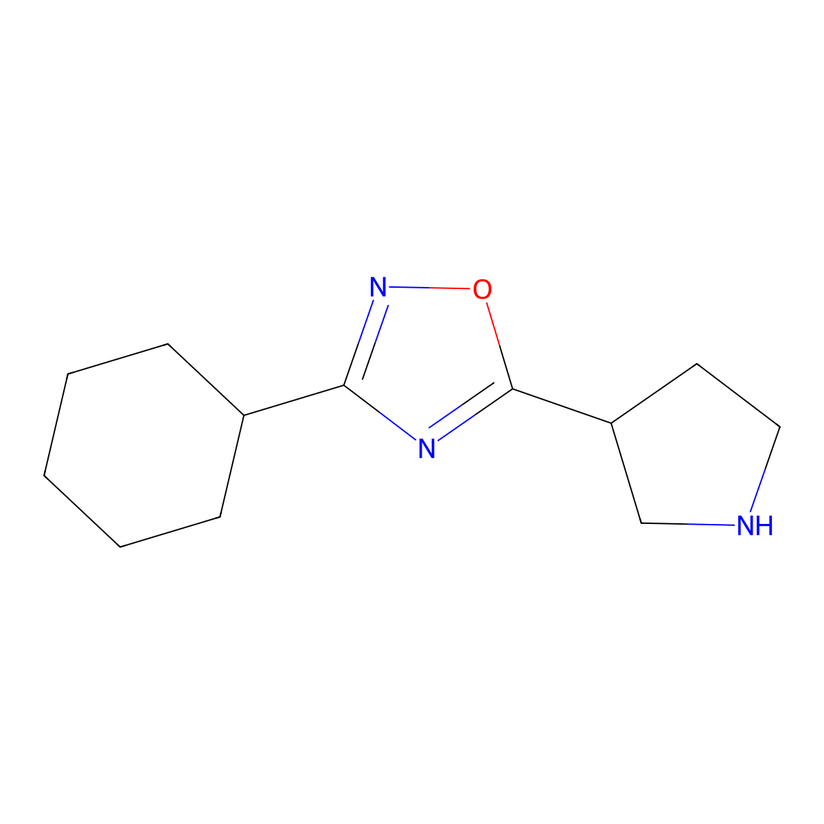 3-Cyclohexyl-5-(pyrrolidin-3-yl)-1,2,4-oxadiazole molecular structure, CAS 1344243-68-0