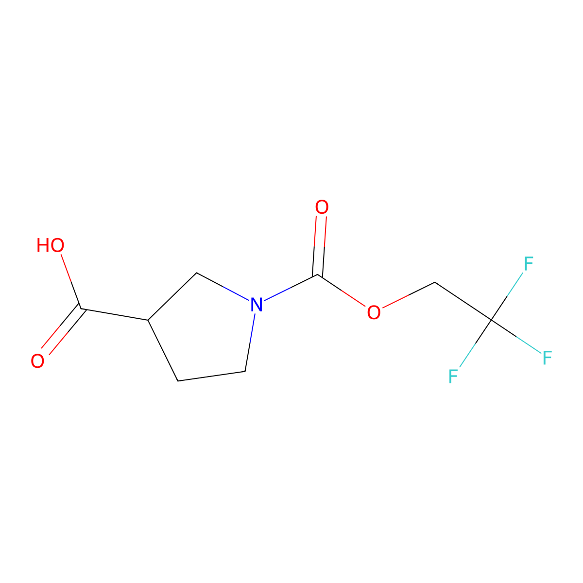 1-[(2,2,2-Trifluoroethoxy)carbonyl]pyrrolidine-3-carboxylic acid molecular structure, CAS 1344245-46-0