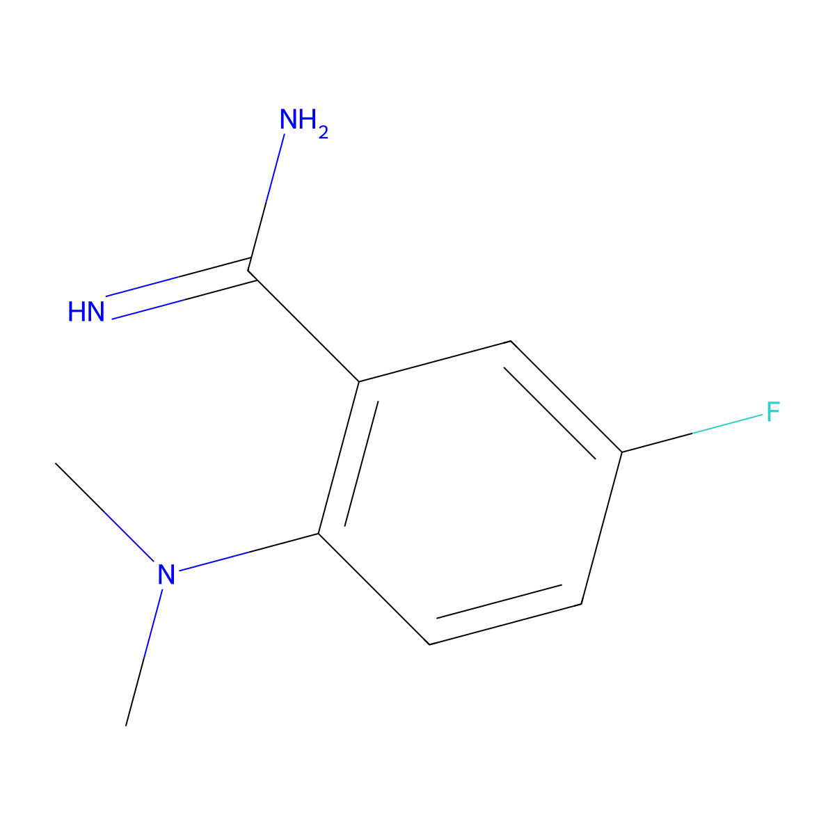 2-(Dimethylamino)-5-fluorobenzimidamide molecular structure, CAS 1344248-76-5