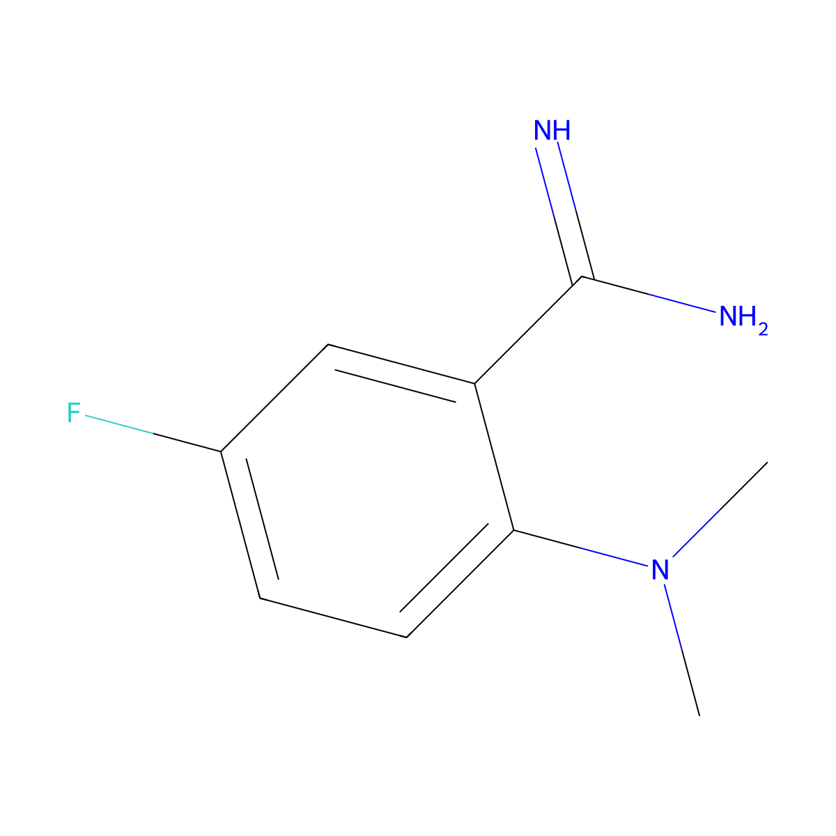 2-(Dimethylamino)-5-fluorobenzimidamide molecular structure, CAS 1344248-76-5