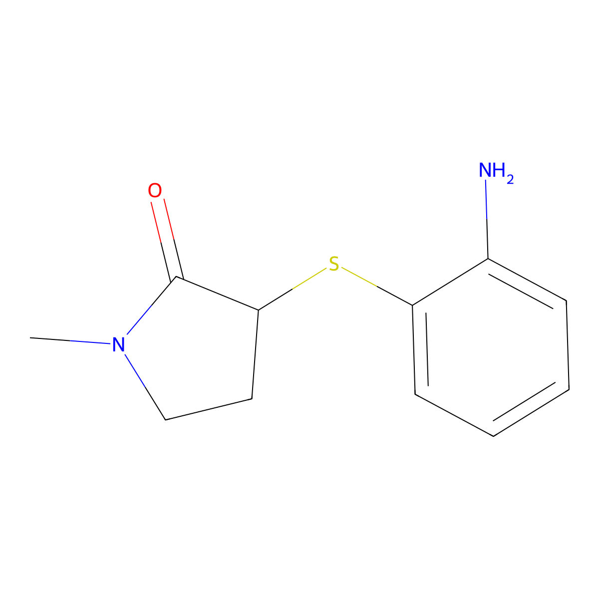 3-[(2-Aminophenyl)sulfanyl]-1-methylpyrrolidin-2-one molecular structure, CAS 1344249-00-8