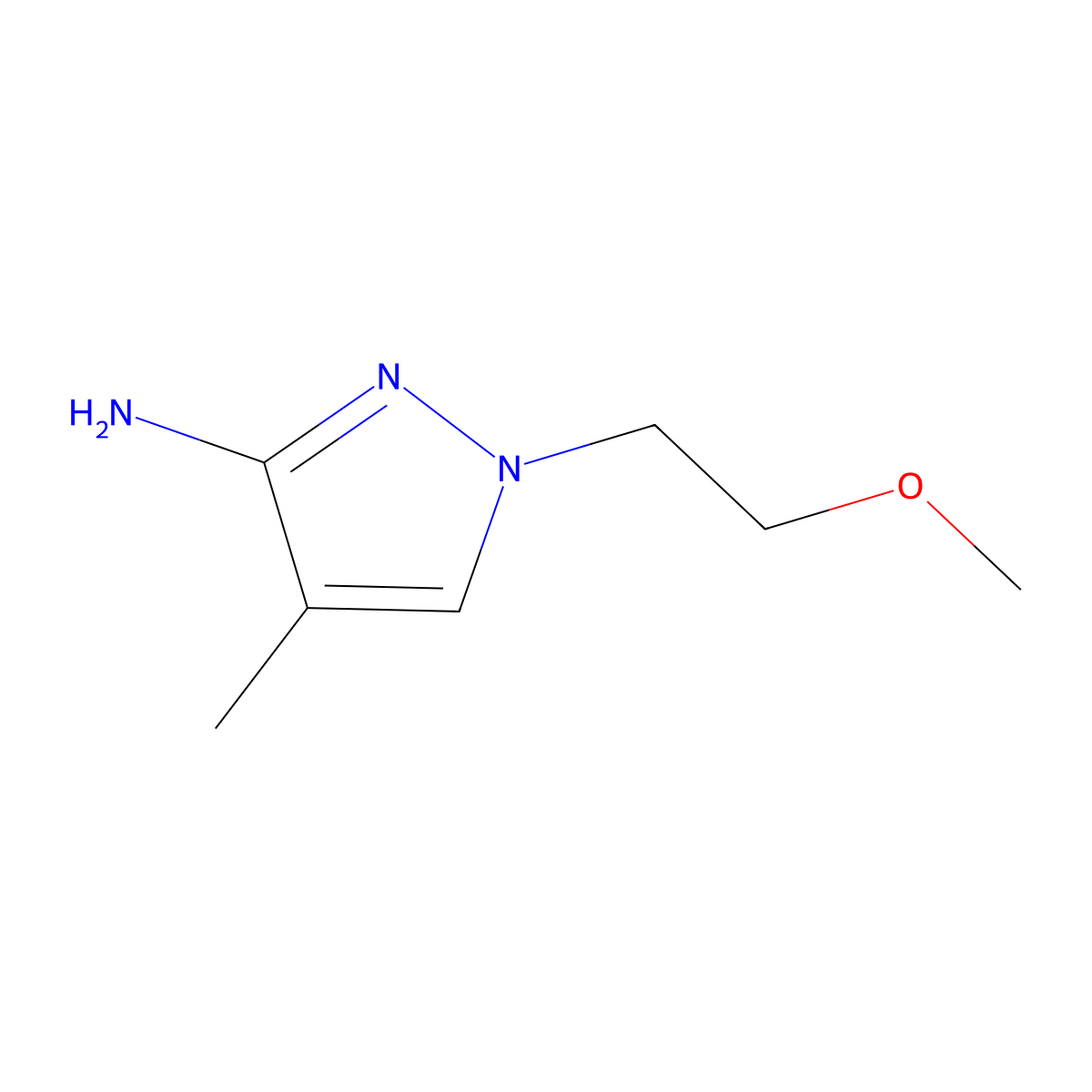 1-(2-methoxyethyl)-4-methyl-1H-pyrazol-3-amine molecular structure, CAS 1344250-05-0