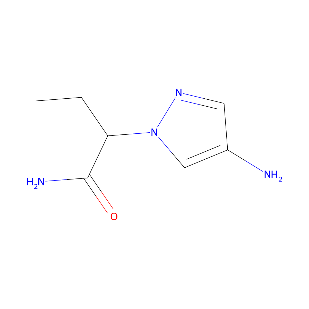 2-(4-amino-1H-pyrazol-1-yl)butanamide molecular structure, CAS 1344250-74-3