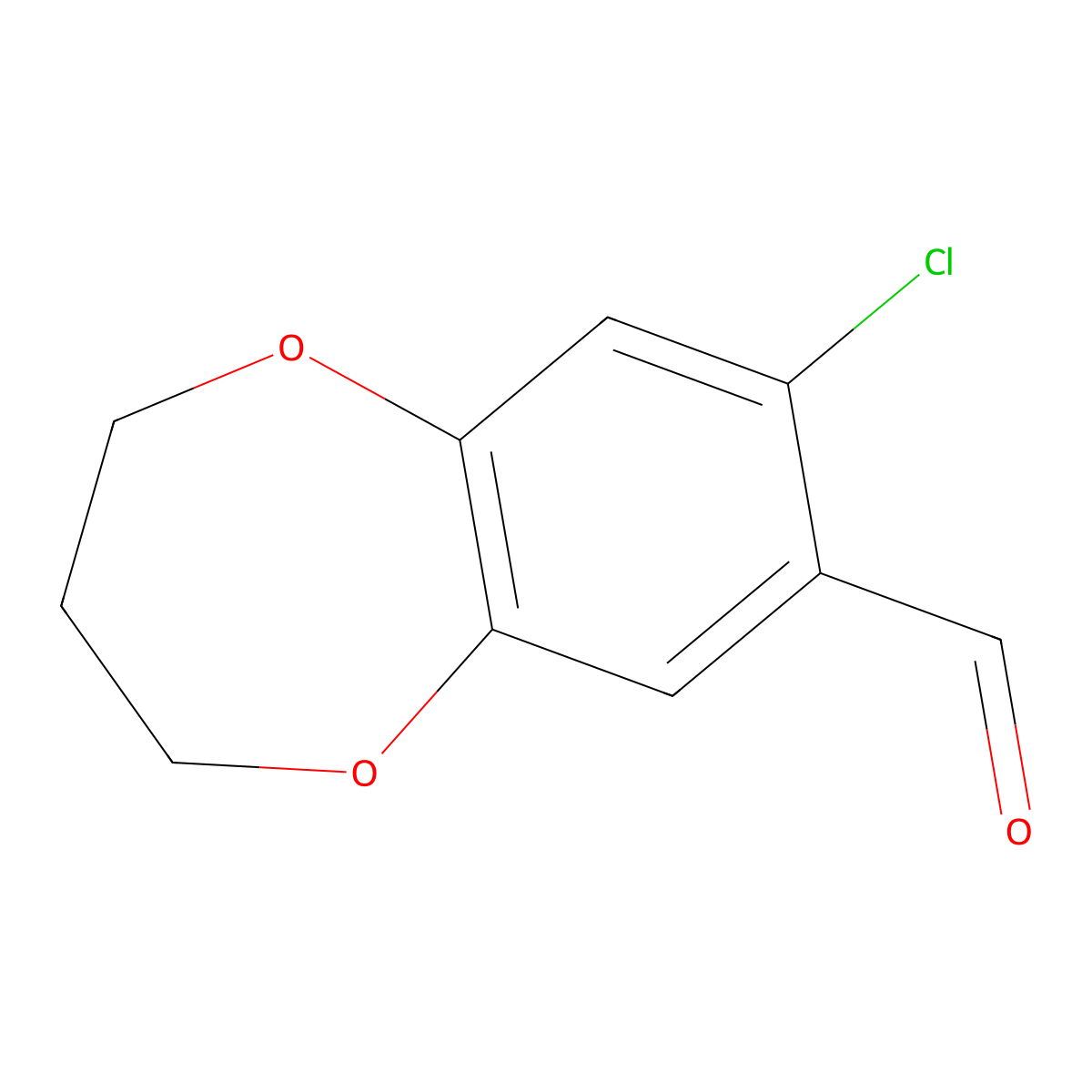8-chloro-3,4-dihydro-2H-benzo[b][1,4]dioxepine-7-carbaldehyde molecular structure, CAS 1344254-98-3