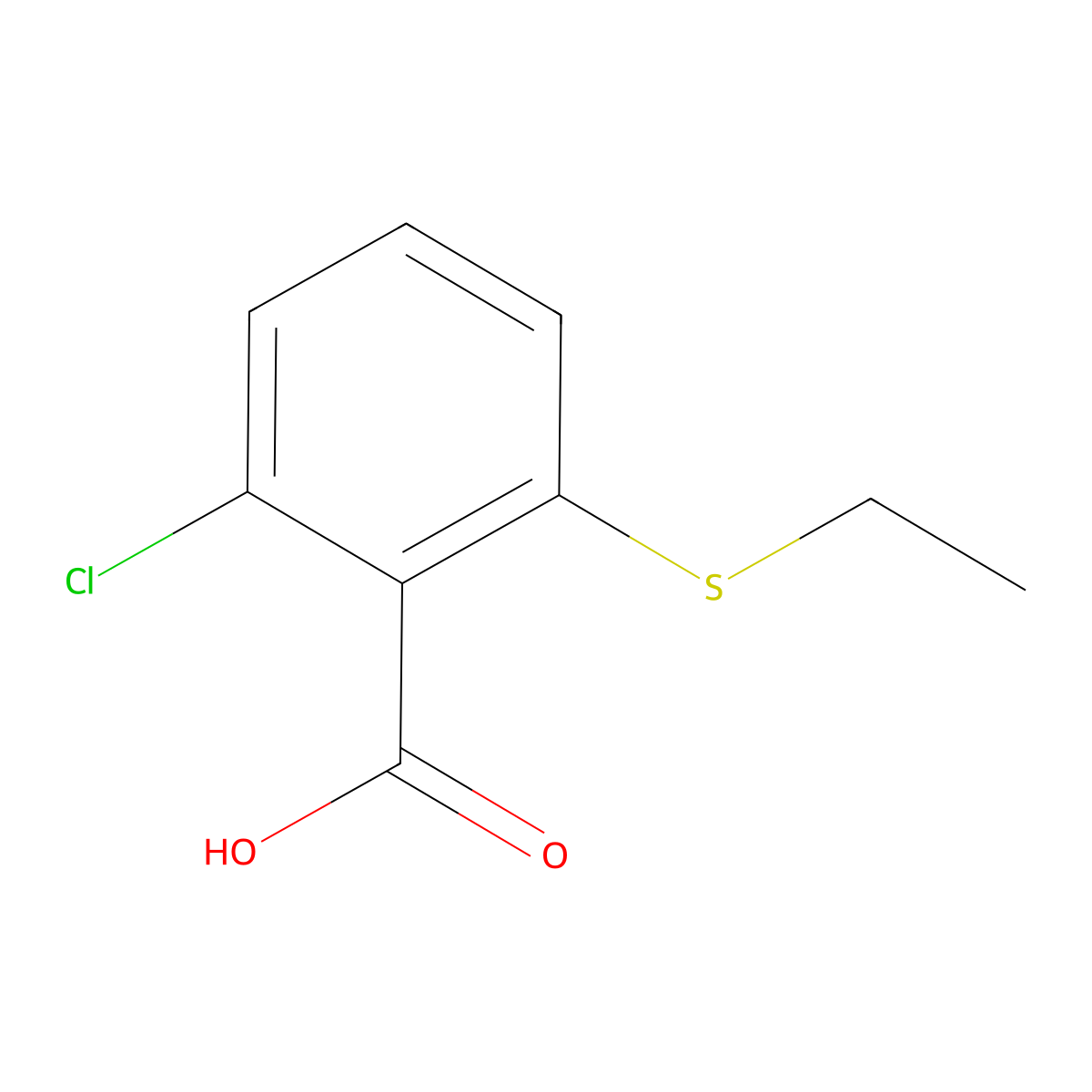 2-Chloro-6-(ethylsulfanyl)benzoic acid molecular structure, CAS 1344255-26-0