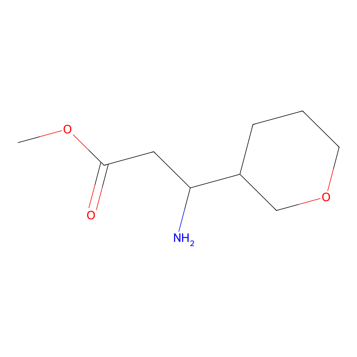 Methyl 3-amino-3-(oxan-3-yl)propanoate molecular structure, CAS 1344255-96-4