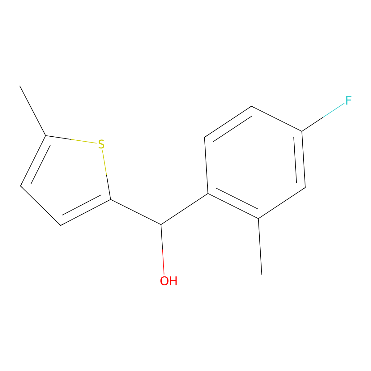 4-Fluoro-2-methylphenyl-(5-methyl-2-thienyl)methanol molecular structure, CAS 1344256-17-2