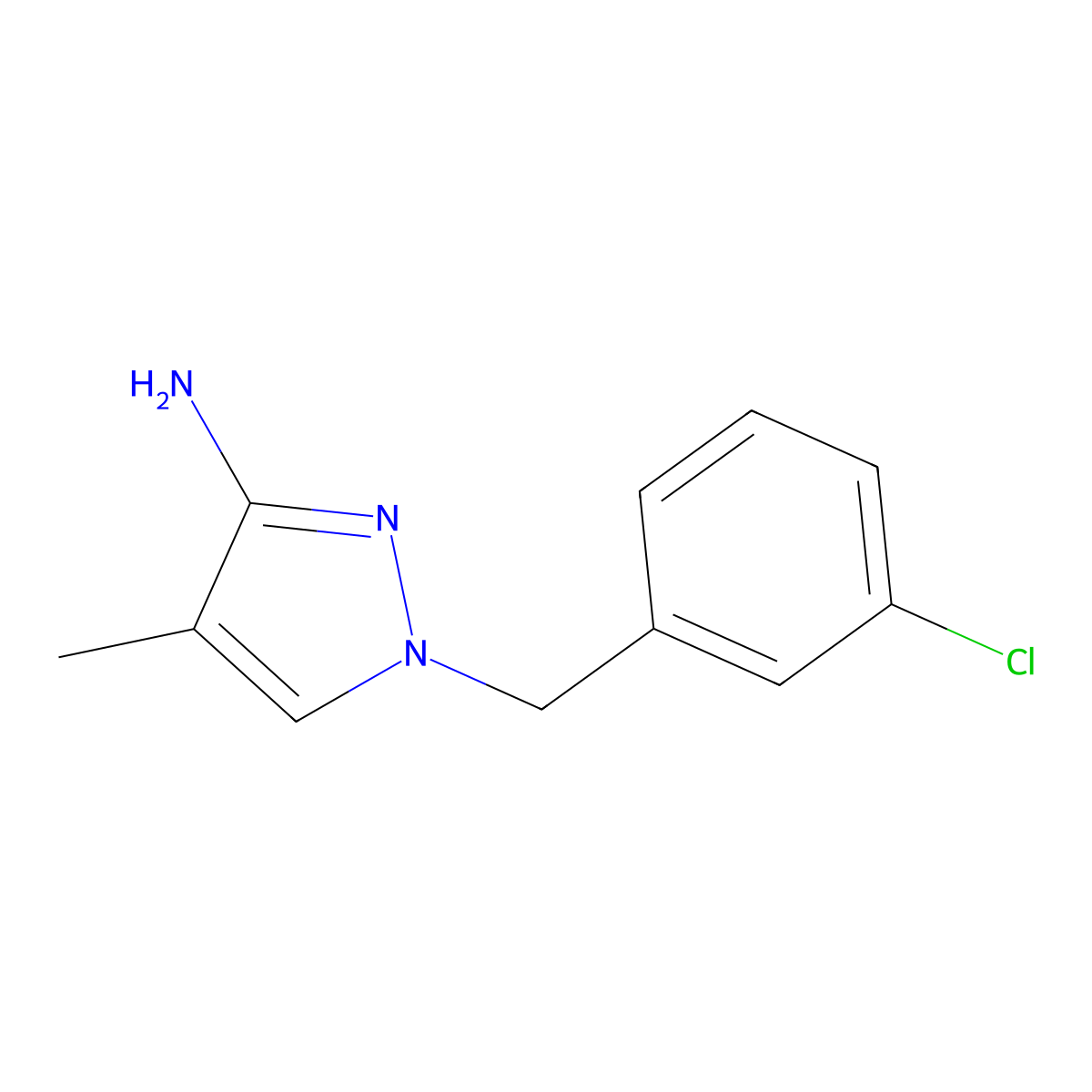 1-(3-Chlorobenzyl)-4-methyl-1H-pyrazol-3-amine molecular structure, CAS 1344256-70-7