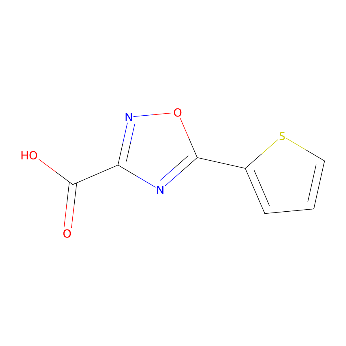 5-(Thiophen-2-yl)-1,2,4-oxadiazole-3-carboxylic acid molecular structure, CAS 1344257-96-0