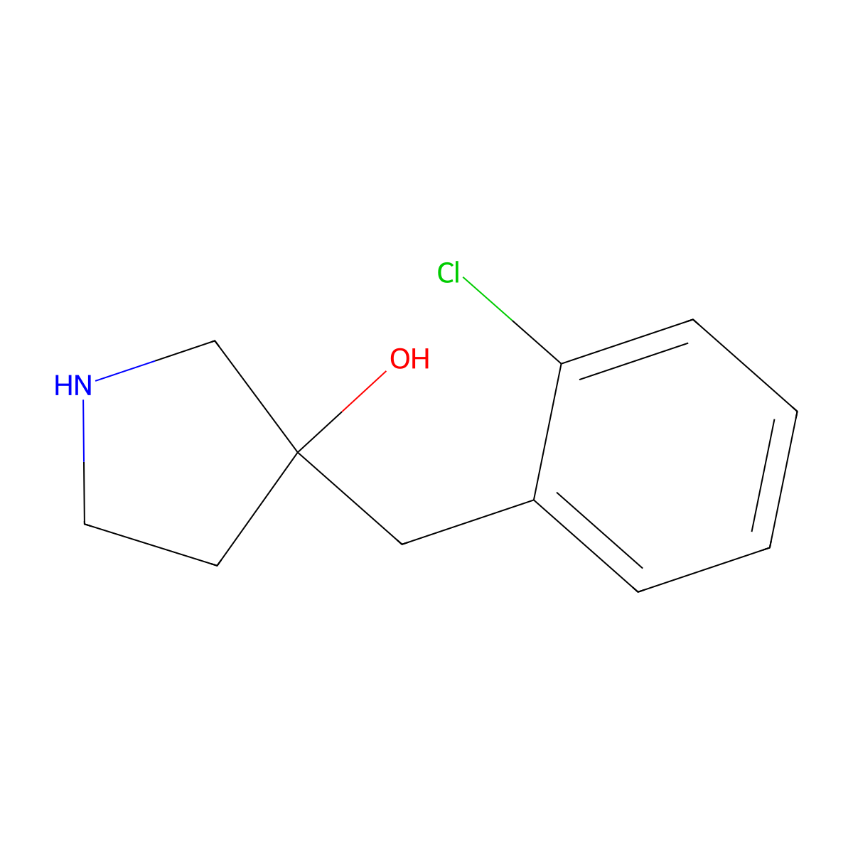 3-[(2-Chlorophenyl)methyl]pyrrolidin-3-ol molecular structure, CAS 1344258-33-8