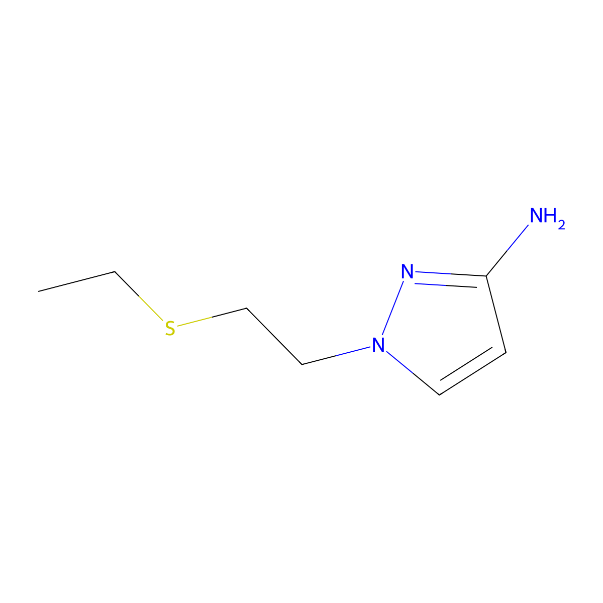 1-[2-(ethylsulfanyl)ethyl]-1H-pyrazol-3-amine molecular structure, CAS 1344258-91-8